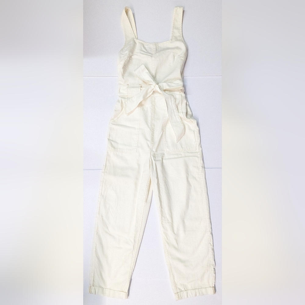 American Eagle Cotton Beige White Jumpsuit